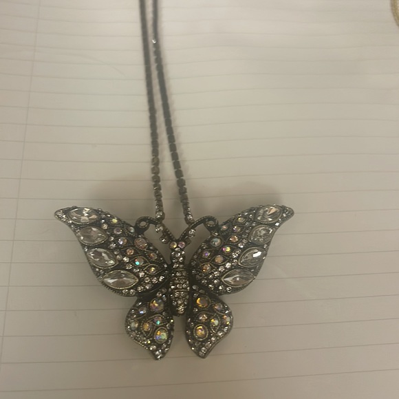 Rustic Butterfly Necklace With Rhinestone Chain - Picture 3 of 4